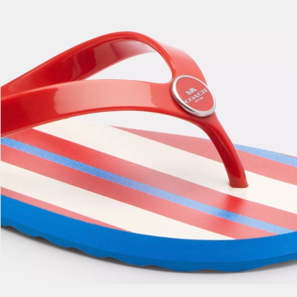 Coach Zayn Flip Flops Red White and Blue Stripes SZ 8 - Picture 13 of 15